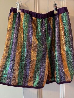 Kids Sequin Stripe Casual Pants - Purple, Green & Gold